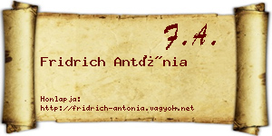 Fridrich Antónia névjegykártya
